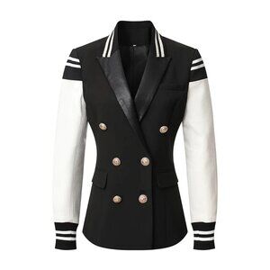 Women Varsity Jacket Vegan Leather Jacket